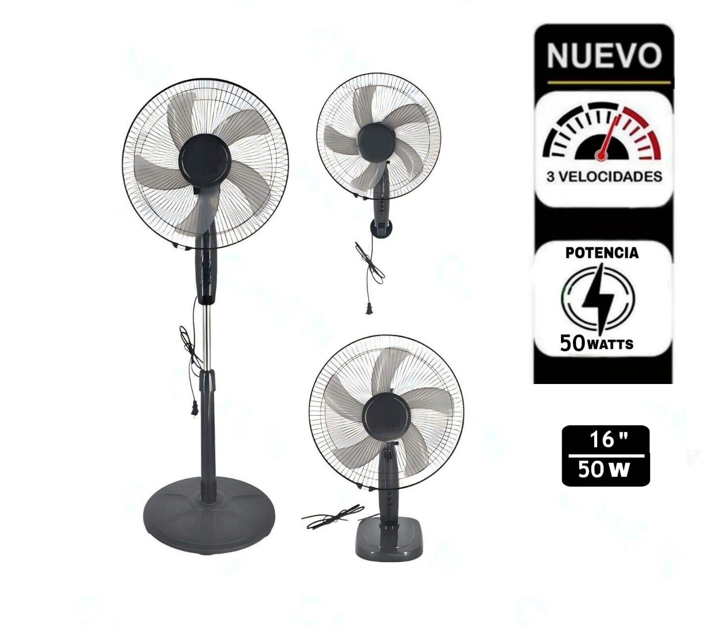 VENTILADOR 3 EN 1 PARED Y MESA 16' PULGADAS 50W MODELO 2026 - 1