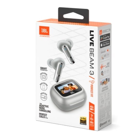 AUDIFONOS JBL LIVE BEAM 3 BLUETOOTH IN EAR PLATEADO CANCELACIÓN RUIDO 48 HORAS - 1