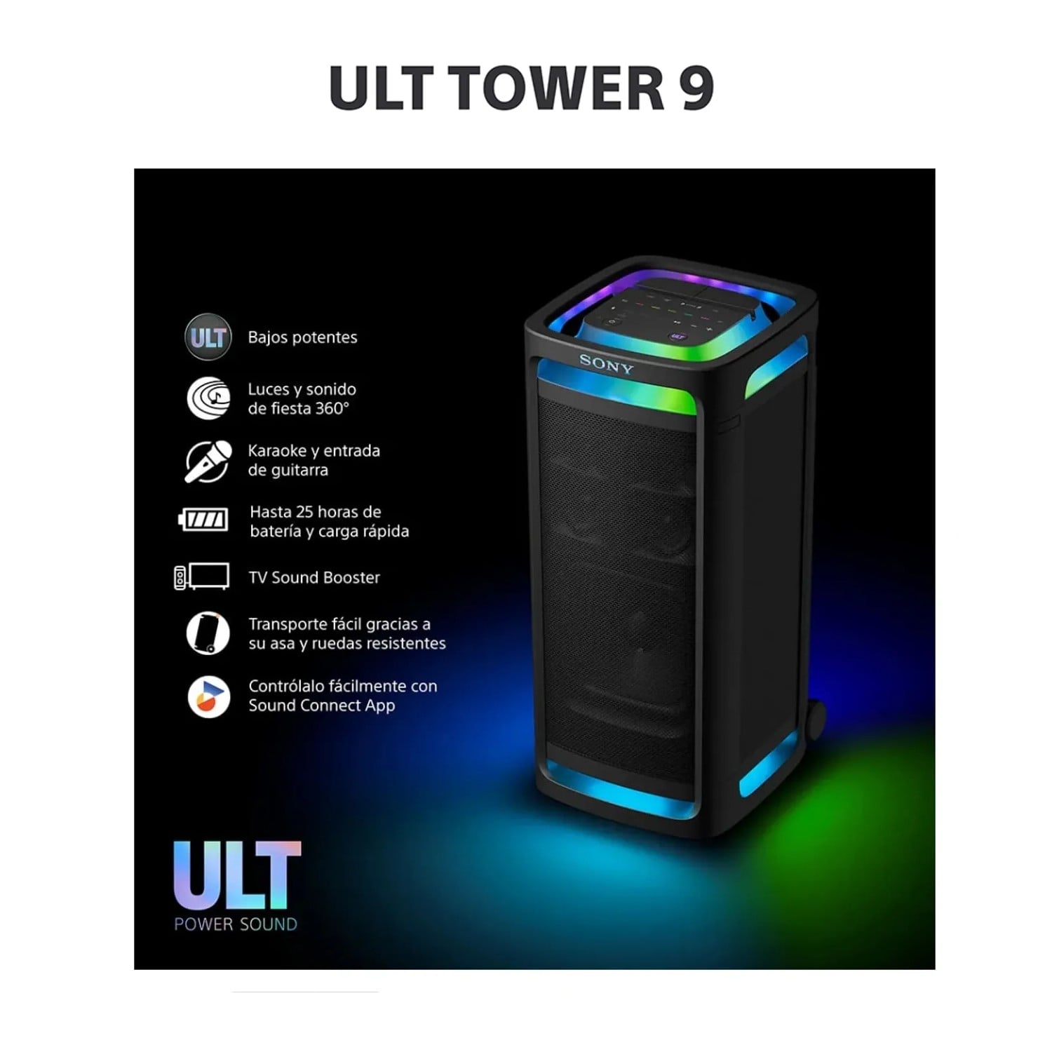 SONY PARLANTE BLUETOOTH SRS-ULT9 AC PARA FIESTAS ULT TOWER 9 AC NEGRO - 2