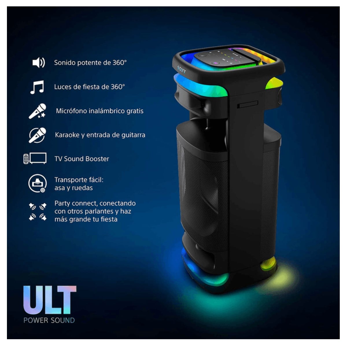 SONY PARLANTE BLUETOOTH SRS-ULT1000 PARA FIESTAS ULT TOWER 10 NEGRO - 3