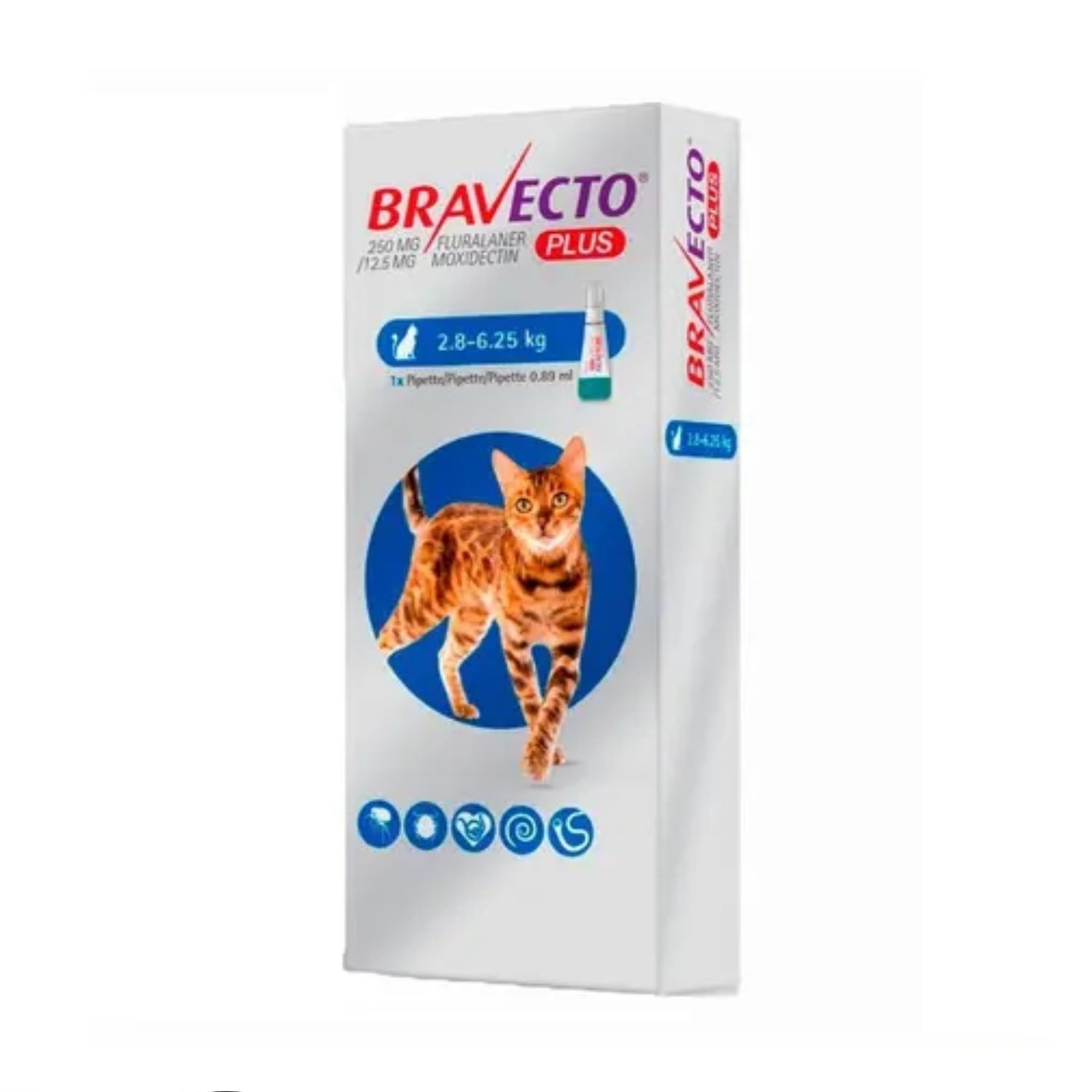 ANTIPULGAS PARA GATOS PIPETA BRAVECTO PLUS 2.8-6.25 KG - 1