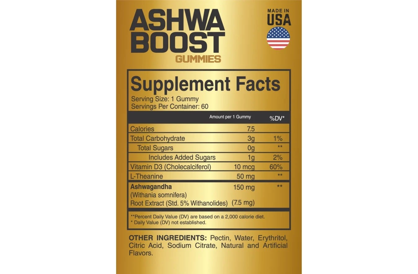 ASHWAGANDHA GOMITAS X 60 UND ASHWABOOST CON L-THEANINE VITAMINA D3 - 2