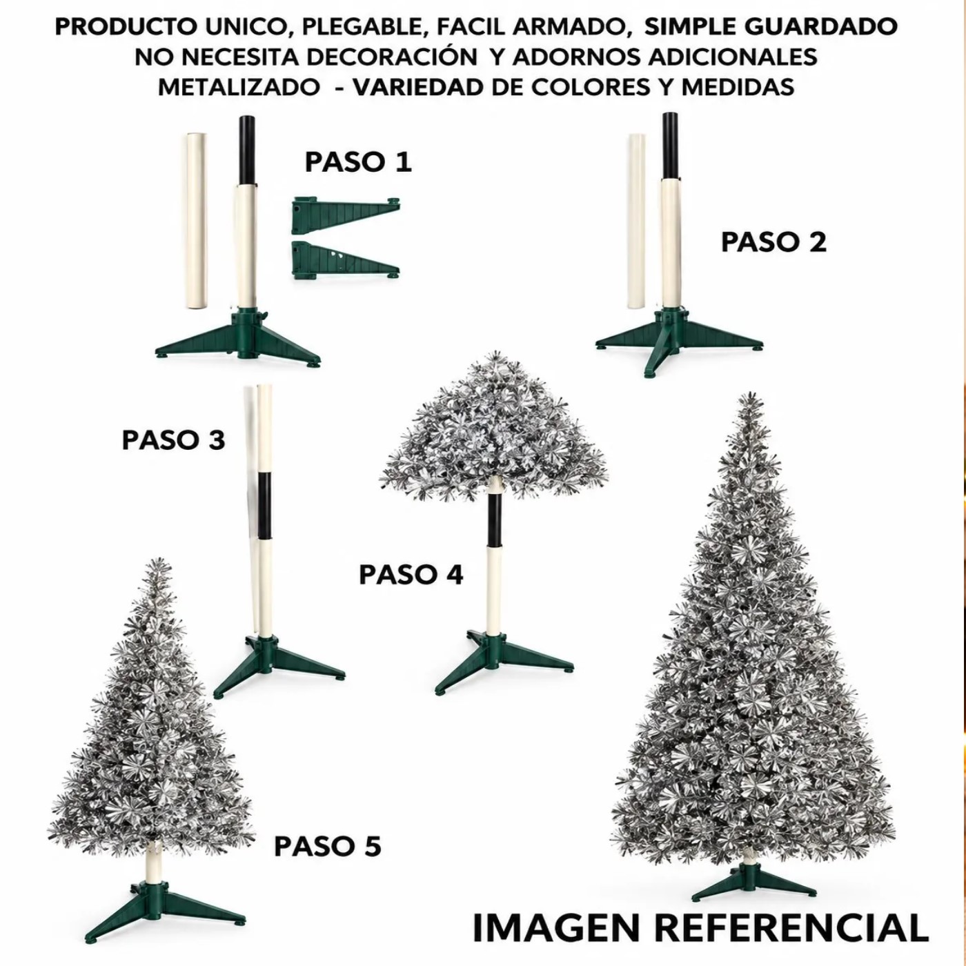 ÁRBOL DE NAVIDAD  PLEGABLE  ARMADO 1 MINUTO NEVADO 2.10 MT - 2