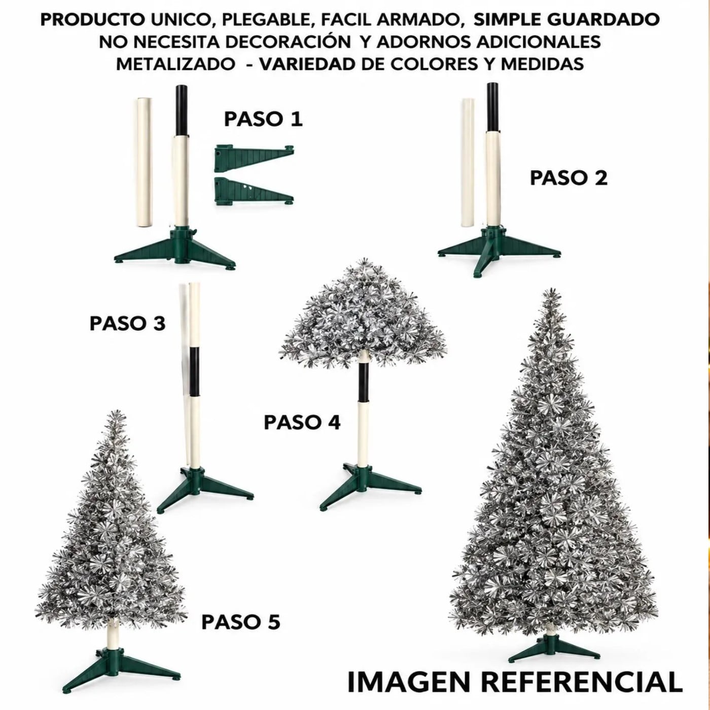 ÁRBOL DE NAVIDAD  PLEGABLE  ARMADO 1 MINUTO NEVADO 1.80 MT - 2