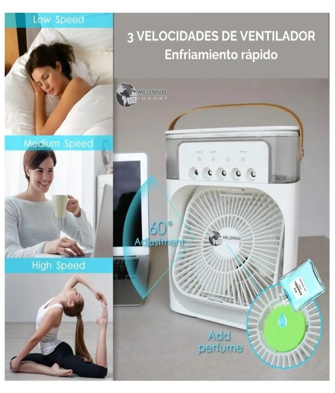 VENTILADOR ENFRIADOR Y AIRE ACONDICIONADO 2 EN 1 COLOR  ALEATORIO CON HUMIFICADOR - 3