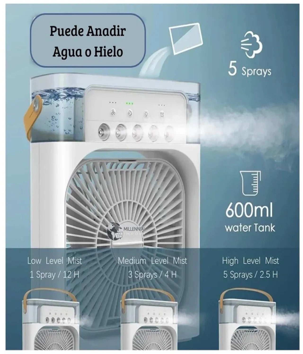 VENTILADOR ENFRIADOR Y AIRE ACONDICIONADO 2 EN 1 COLOR  ALEATORIO CON HUMIFICADOR - 4