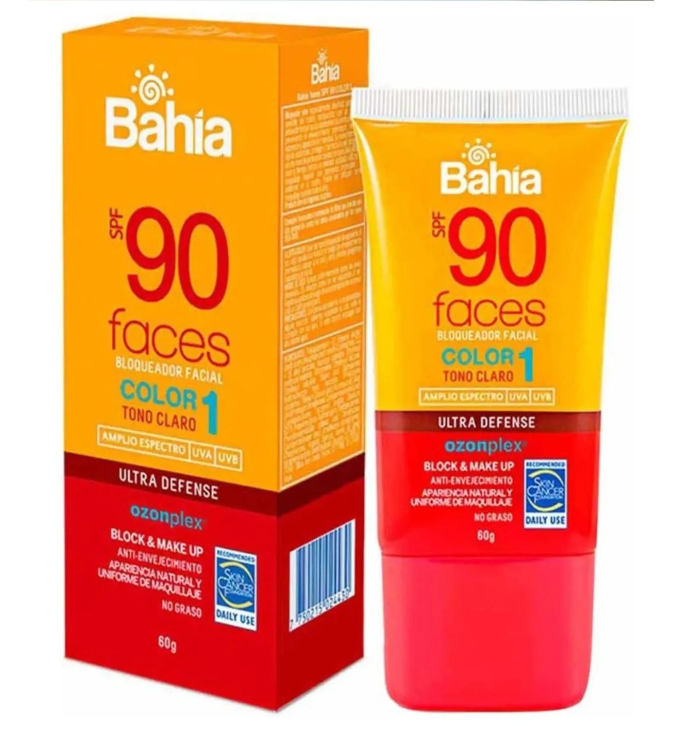 BLOQUEADOR SOLAR BAHIA  FOTOPROTECTOR SUN SCREEN SPF 90 CON COLOR 60GR  TONO CLARO - 1