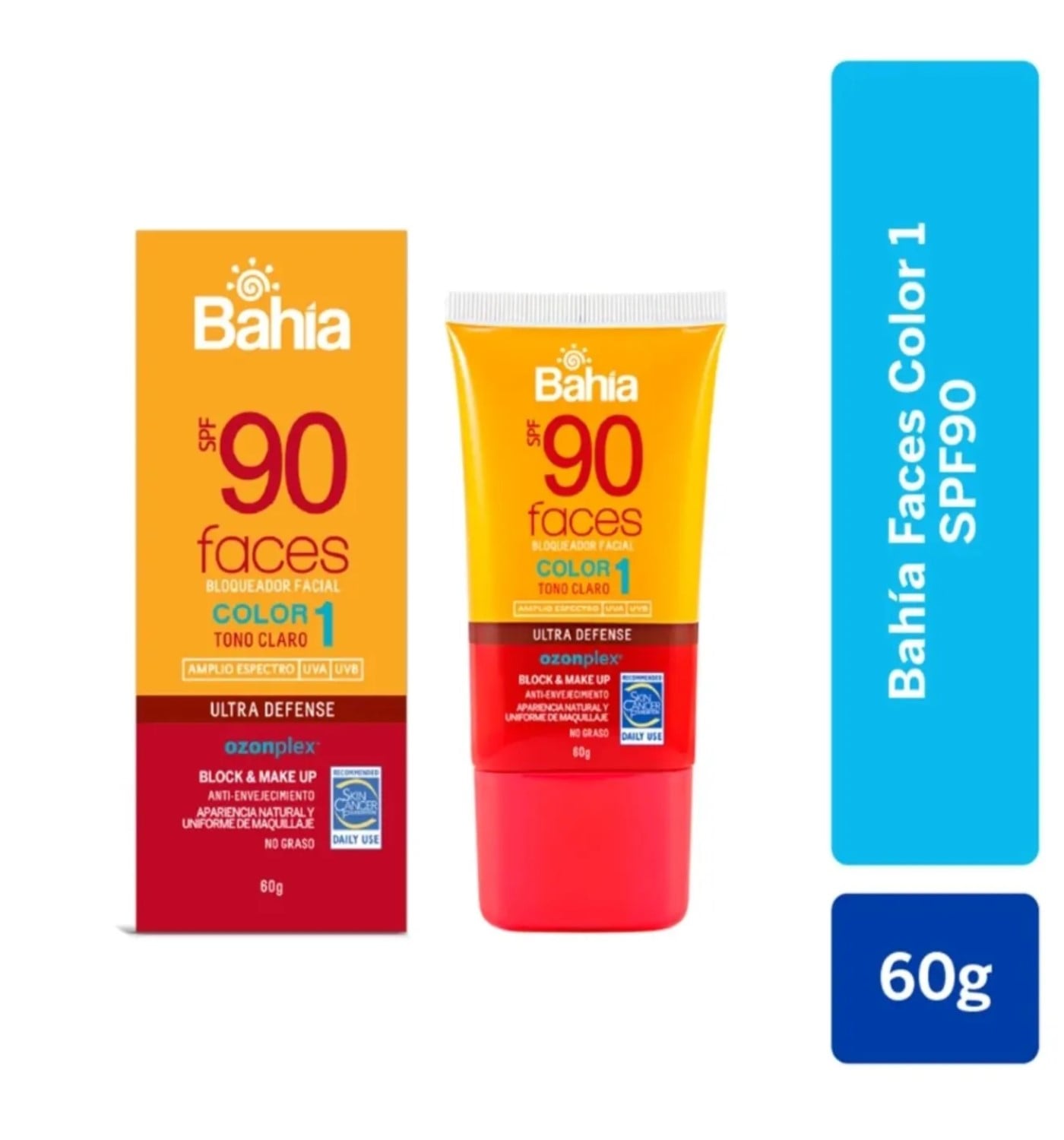 BLOQUEADOR SOLAR BAHIA  FOTOPROTECTOR SUN SCREEN SPF 90 CON COLOR 60GR  TONO CLARO - 2