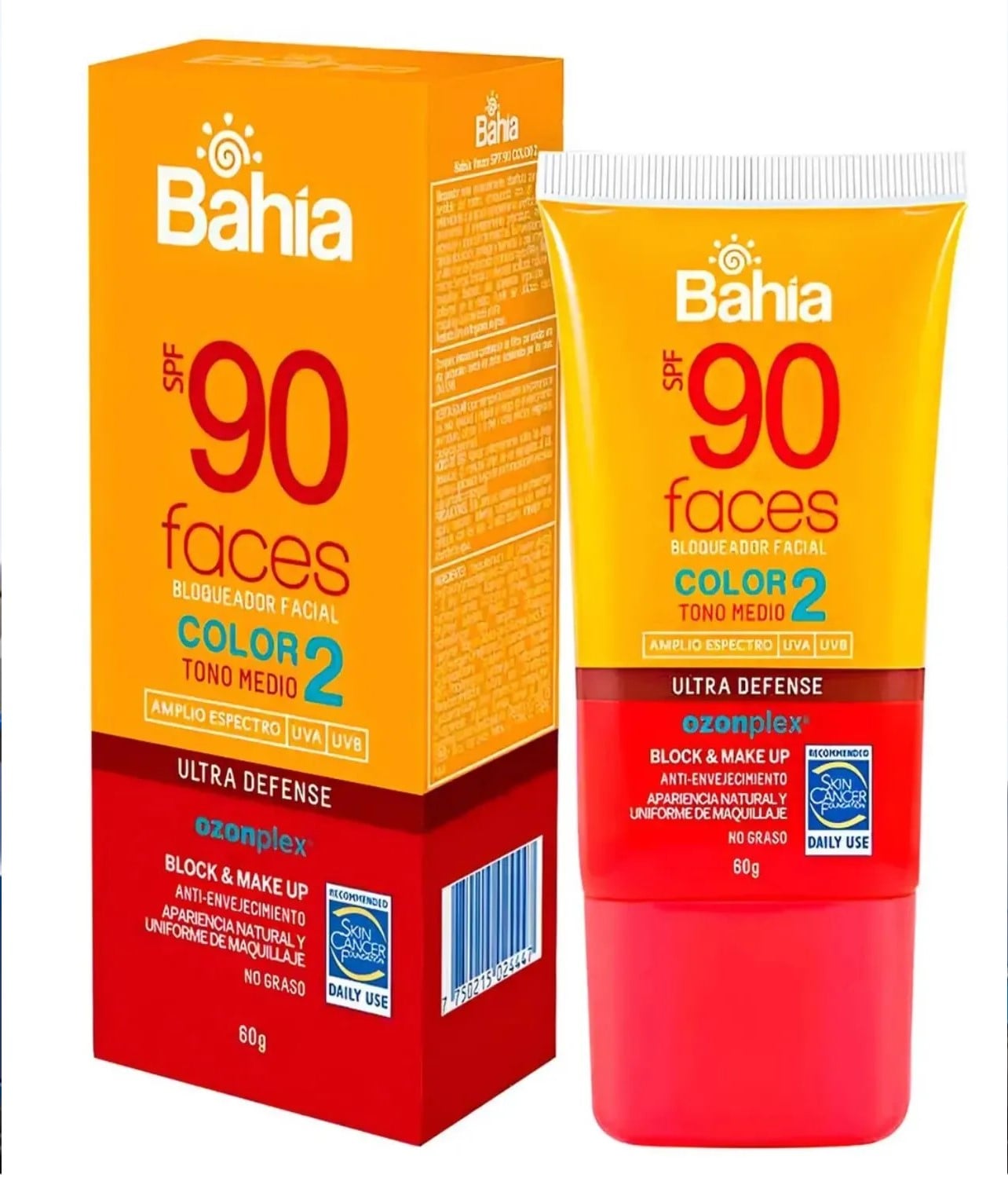 BLOQUEADOR SOLAR BAHIA FOTOPROTECTOR SUN SCREEN SPF 90 CON COLOR 60GR TONO MEDIO COLOR 2 - 1