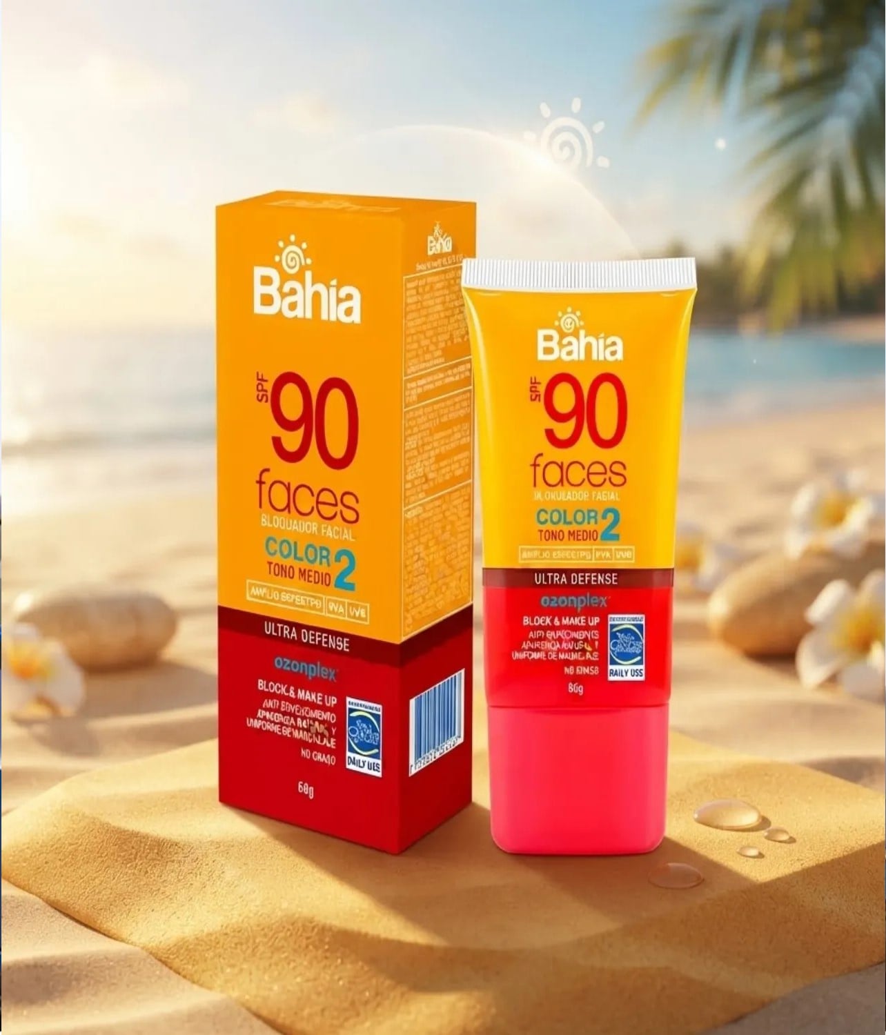 BLOQUEADOR SOLAR BAHIA FOTOPROTECTOR SUN SCREEN SPF 90 CON COLOR 60GR TONO MEDIO COLOR 2 - 2