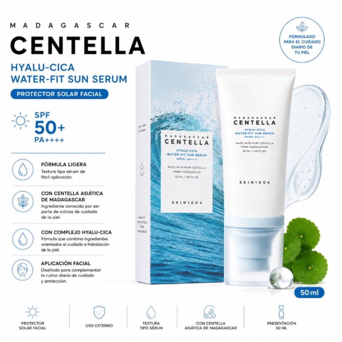MADAGASCAR CENTELLA HYALU-CICA WATER-FIT SUN SERUM 50ML - 1