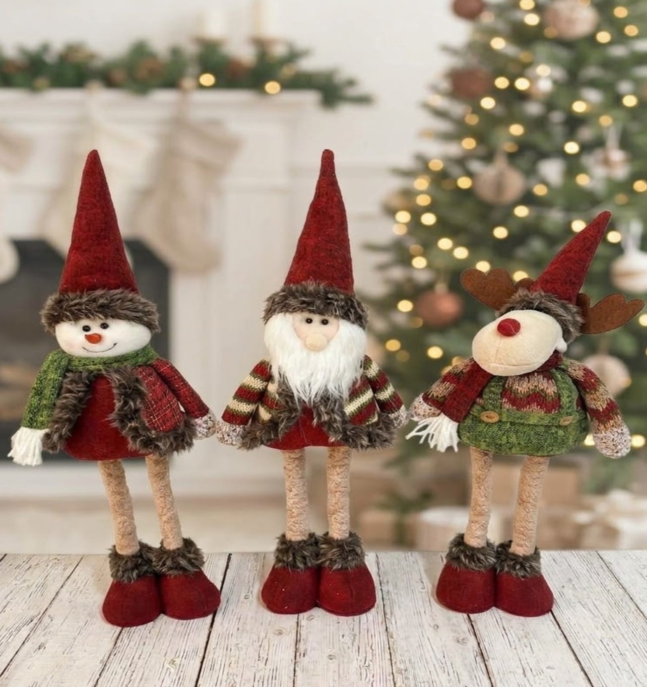 PACK X 3 MUÑECOS PATILARGA NAVIDAD DE 60CM PAPA NOEL , SNOWMAN Y RENO - 1