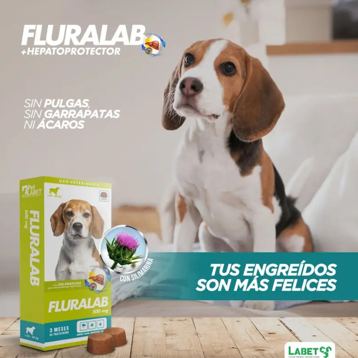 FLURALAB 10KG A 20KG ANTIPULGAS CON HEPATOPROTECTOR - 2