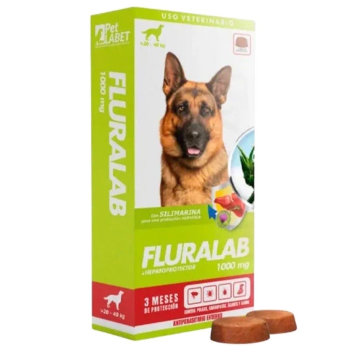 FLURALAB 20KG A 40KG ANTIPULGAS CON HEPATOPROTECTOR - 1