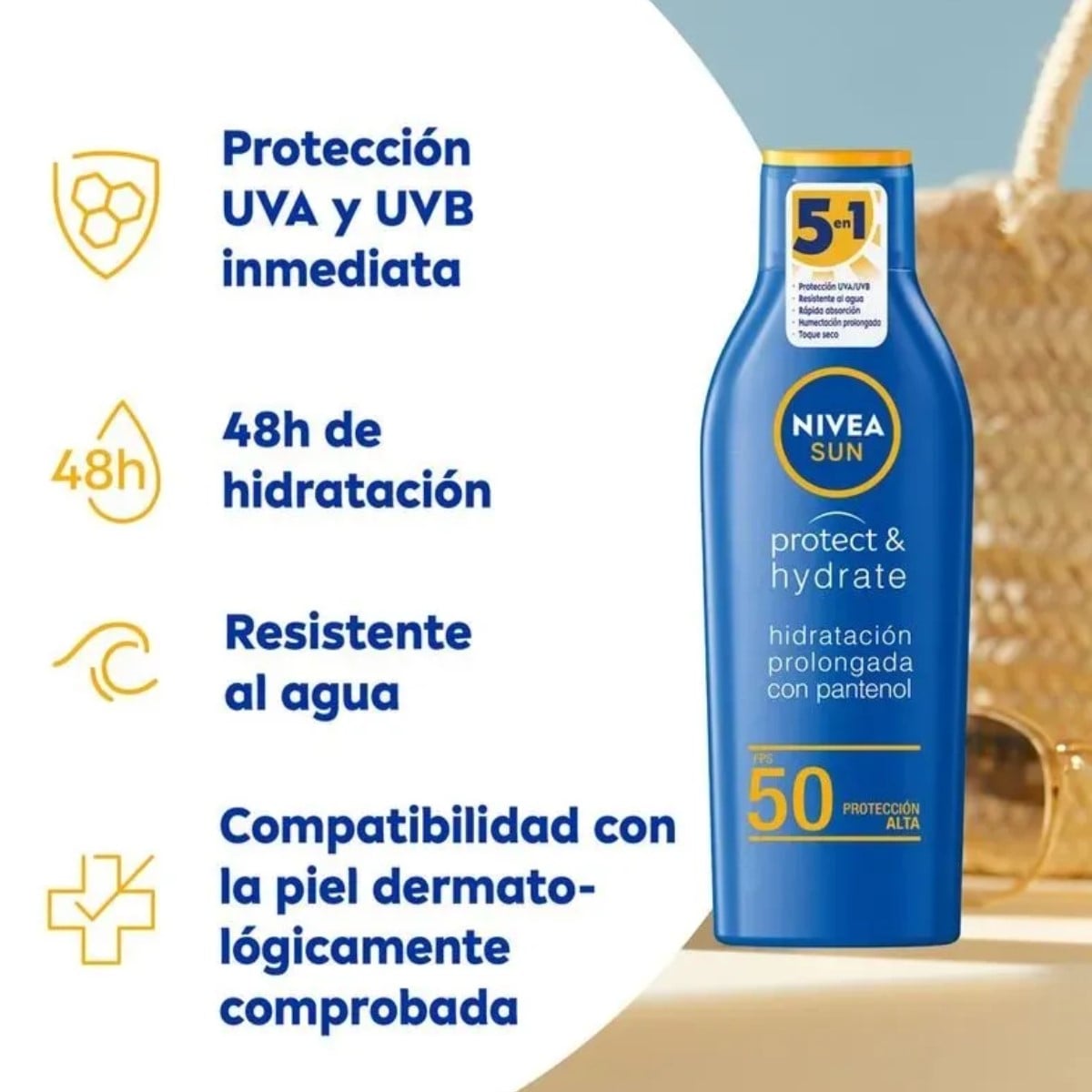 BLOQUEADOR SOLAR NIVEA PROTECT Y HYDRATE FPS 50 FRASCO 200ML + DEPILADOR 2 EN 1 - 2
