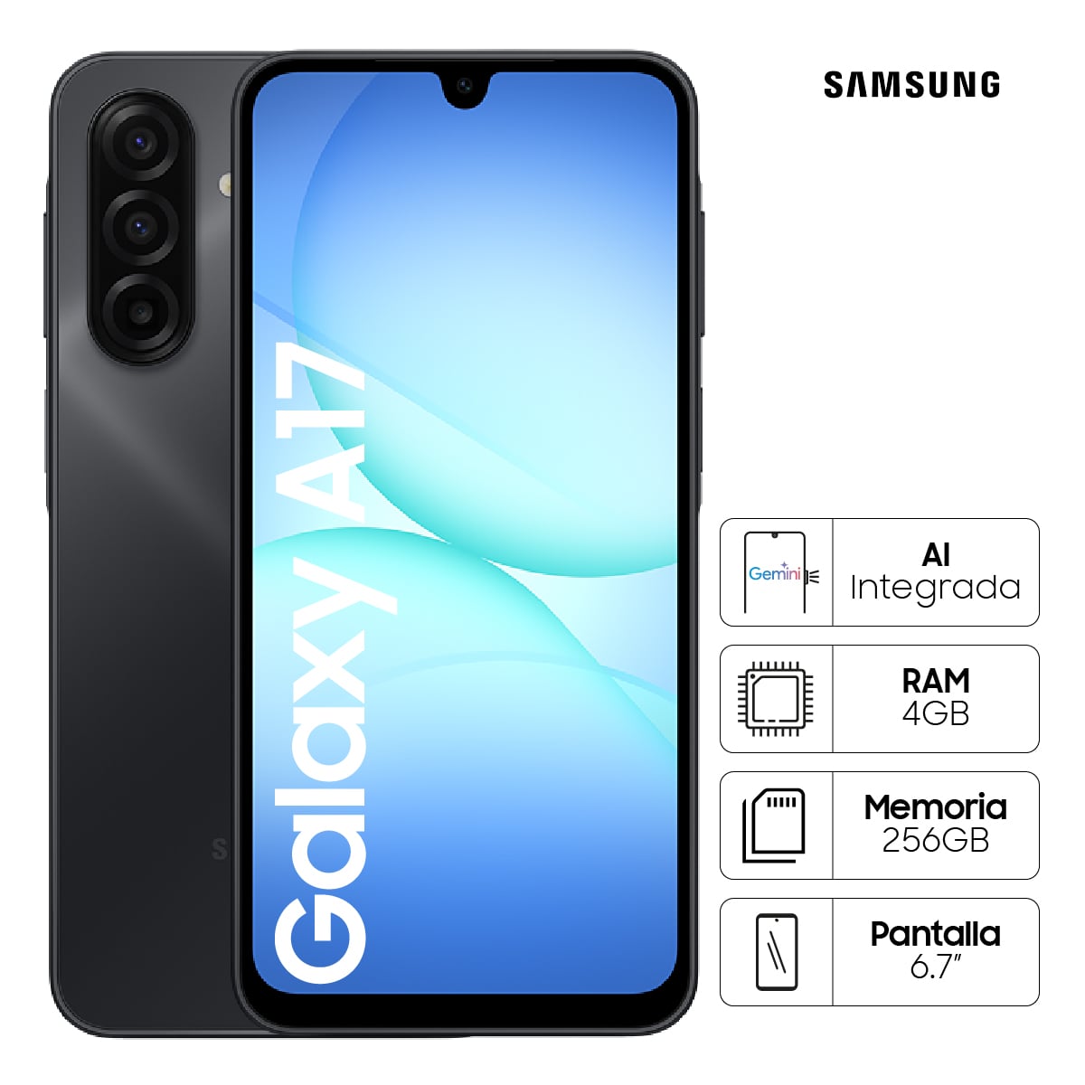 CELULAR SAMSUNG GALAXY A17 256GB BLACK - 1