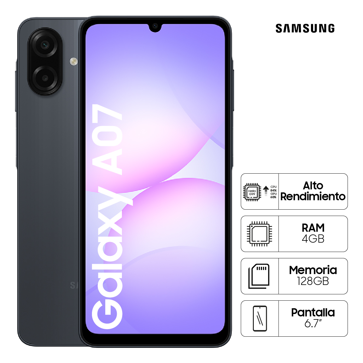CELULAR SAMSUNG GALAXY A07 128GB BLACK - 1