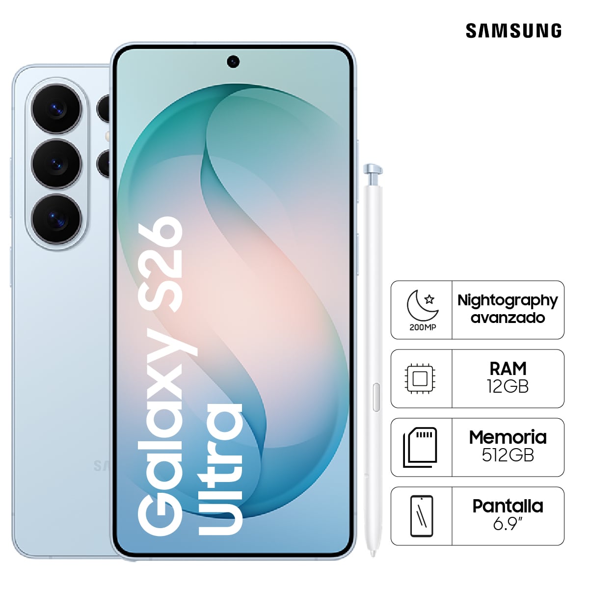 CELULAR SAMSUNG GALAXY S26 ULTRA 512GB SKY BLUE - 1
