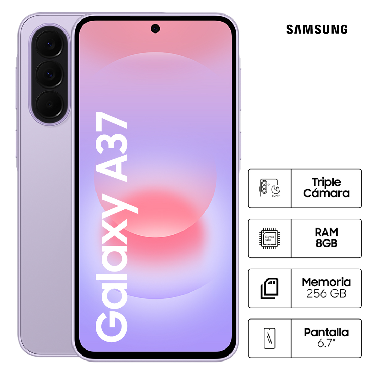 CELULAR SAMSUNG  GALAXY A37 256GB LIGHT VIOLET - 1