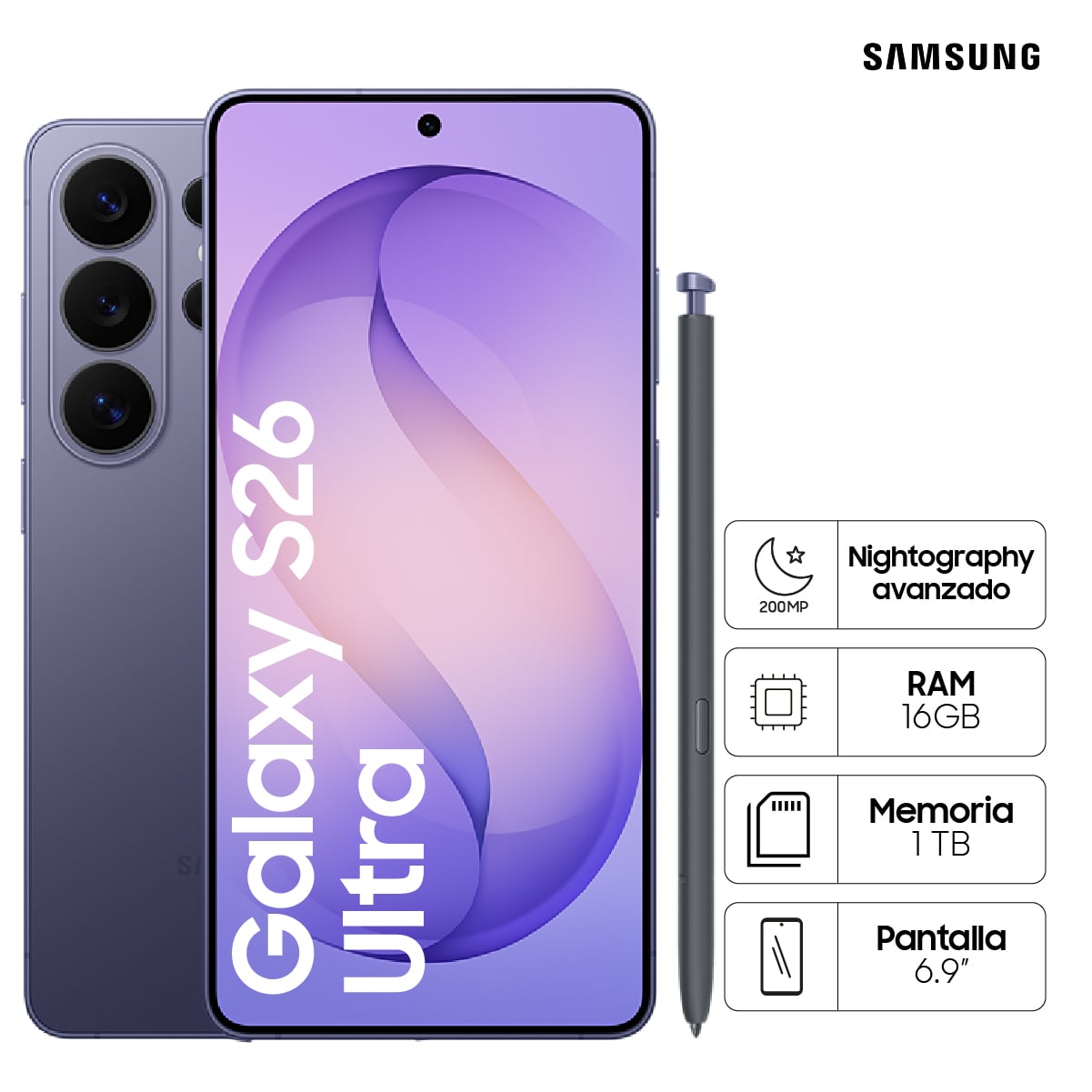 CELULAR SAMSUNG GALAXY S26 ULTRA 1TB COBAL VIOLET - 1