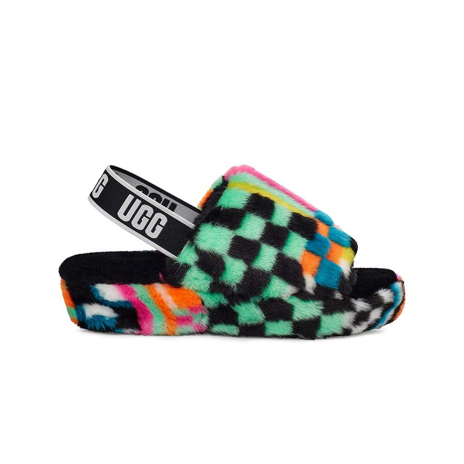 SANDALIAS UGG FLUFF YEAH SLIDE CHECKS MUJER - 1