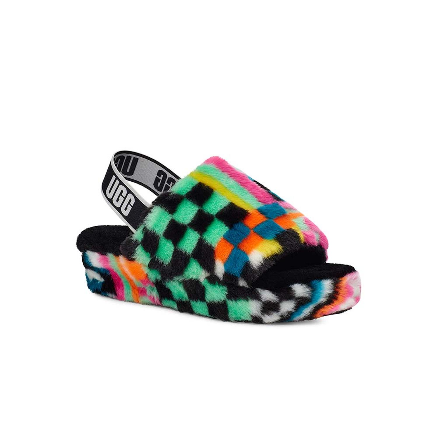 SANDALIAS UGG FLUFF YEAH SLIDE CHECKS MUJER - 2