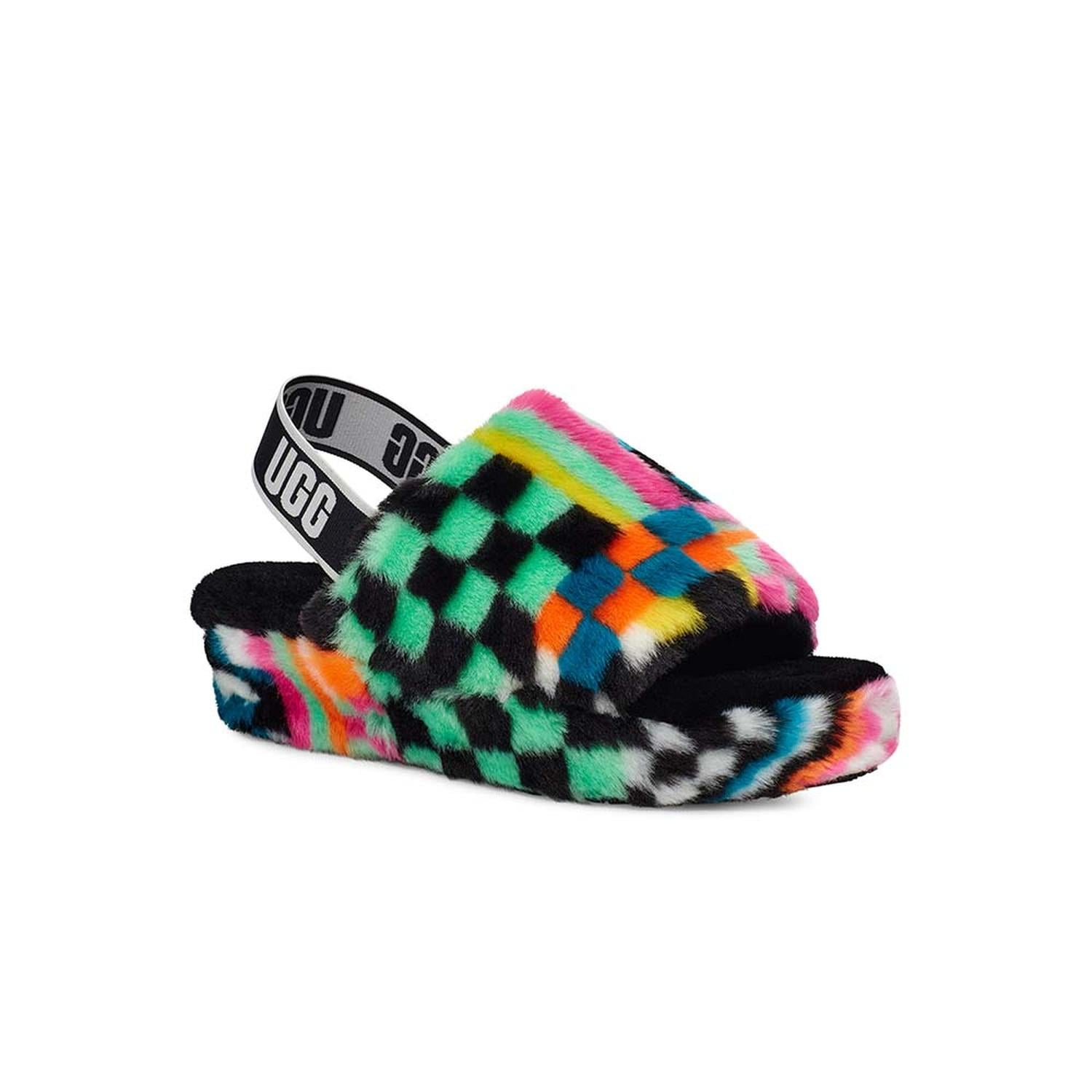 SANDALIAS UGG FLUFF YEAH SLIDE CHECKS MUJER - 2