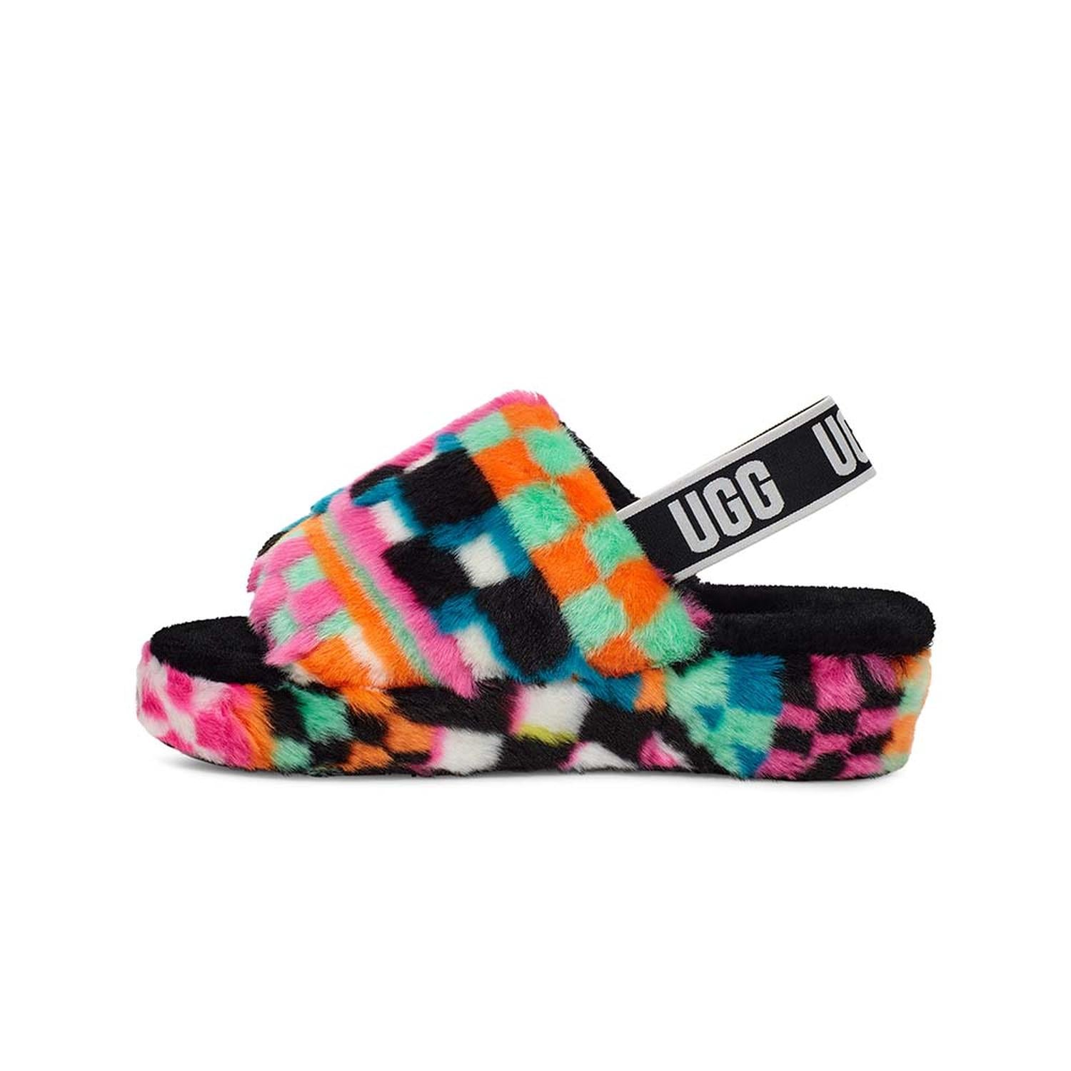 SANDALIAS UGG FLUFF YEAH SLIDE CHECKS MUJER - 3