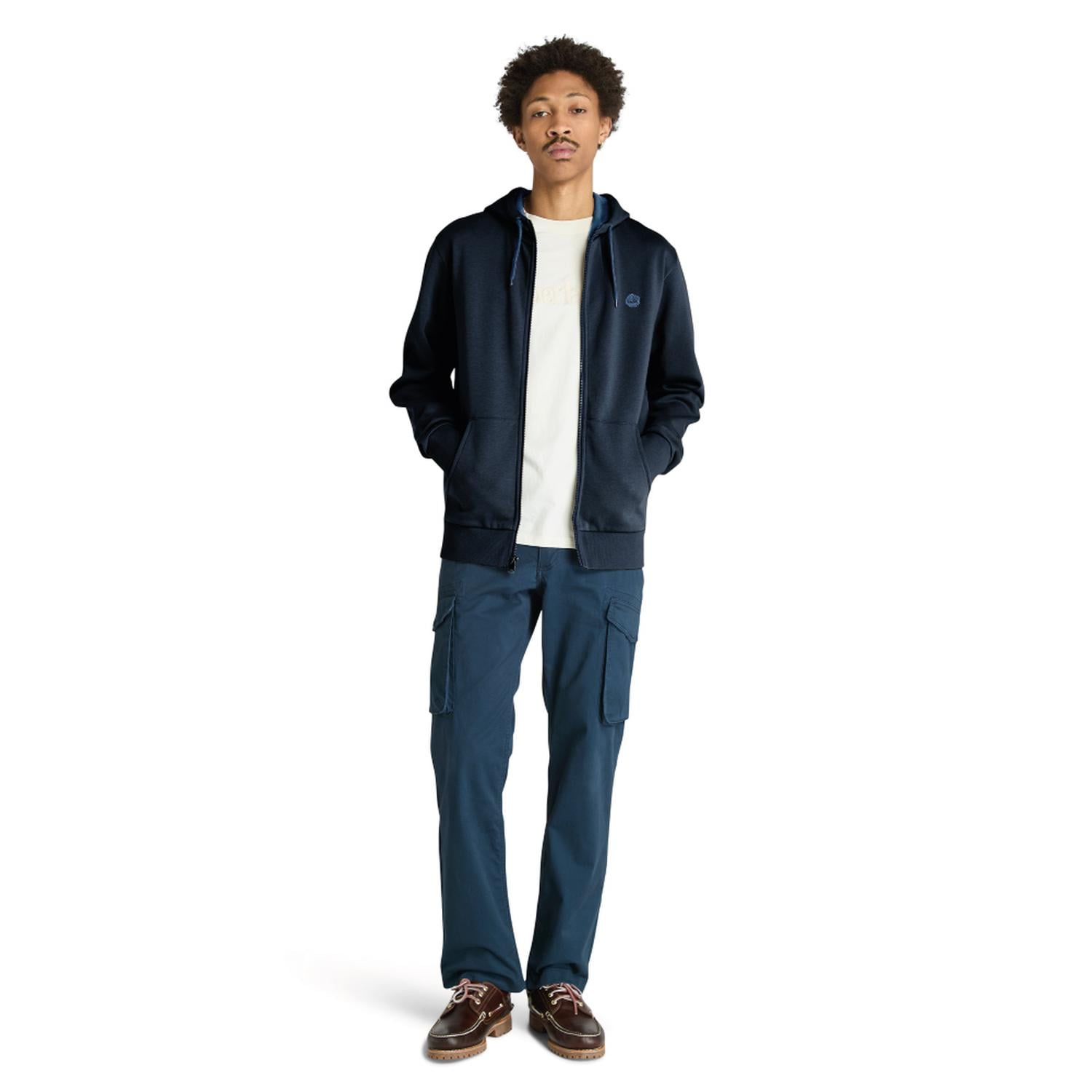 POLERA TIMBERLAND OYSTER RIVER CHEST LOGO BRUSHBACK ZIP HOODIE HOMBRE - 2