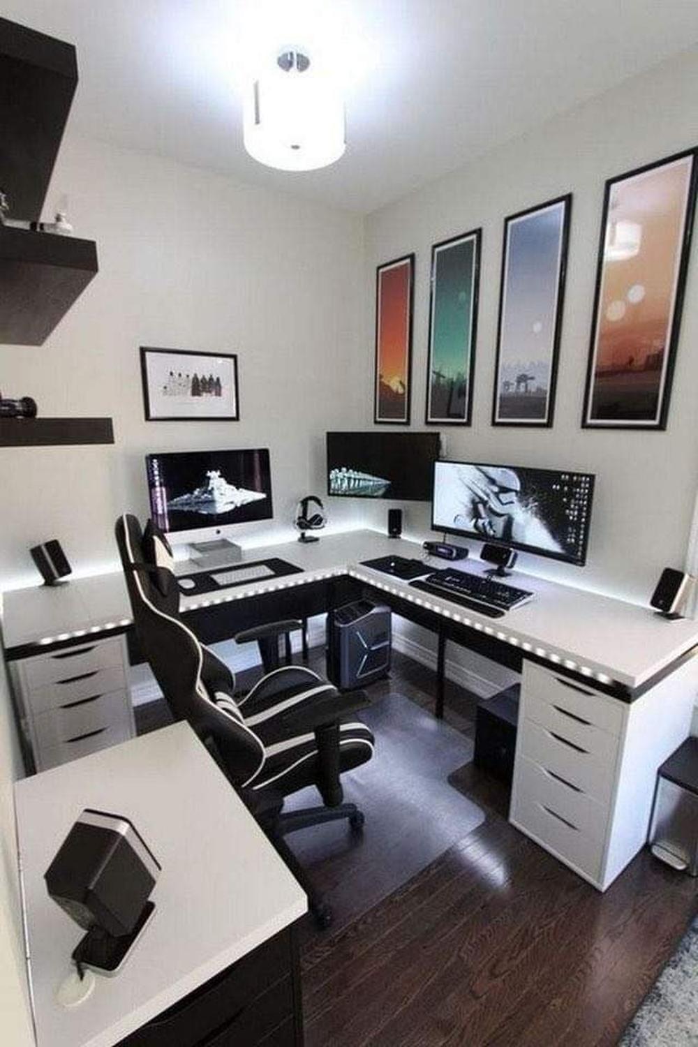 ESCRITORIO GAMER DE MELAMINA EN L BLANCO 180CM - 2