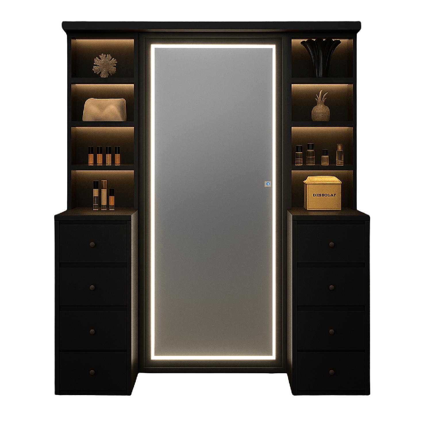 TOCADOR DE MELAMINA LED NEGRO 120CM - 1