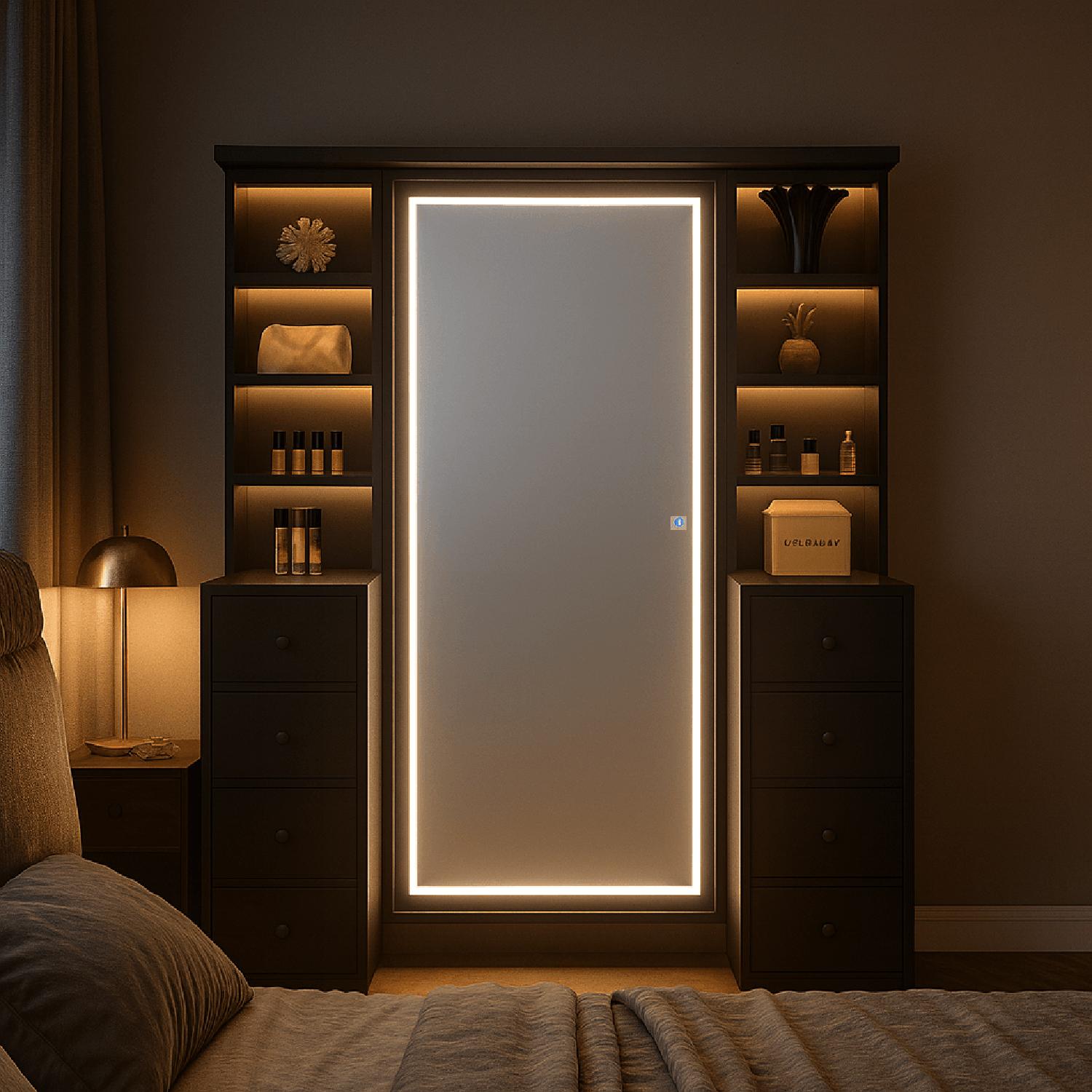 TOCADOR DE MELAMINA LED NEGRO 120CM - 2