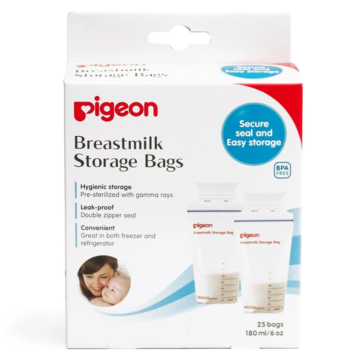BOLSITAS ALMACENAR LECHE MATERNA PIGEON 16654R BLANCO X25 UNIDADES - 1