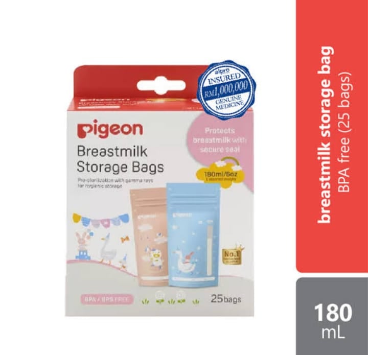 BOLSAS PARA ALMACENAR LECHE MATERNA PIGEON 180 ML X25 UND - 1