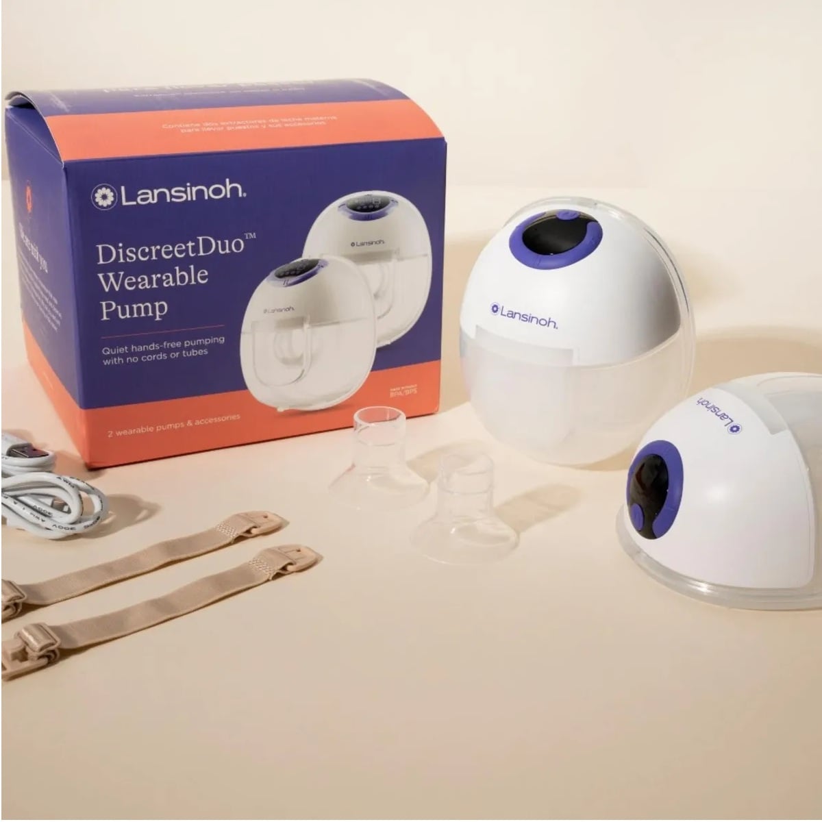 EXTRACTOR DE LECHE MATERNA ELÉCTRICO PORTÁTIL MANOS LIBRES LANSINOH DISCREET DUO - 1