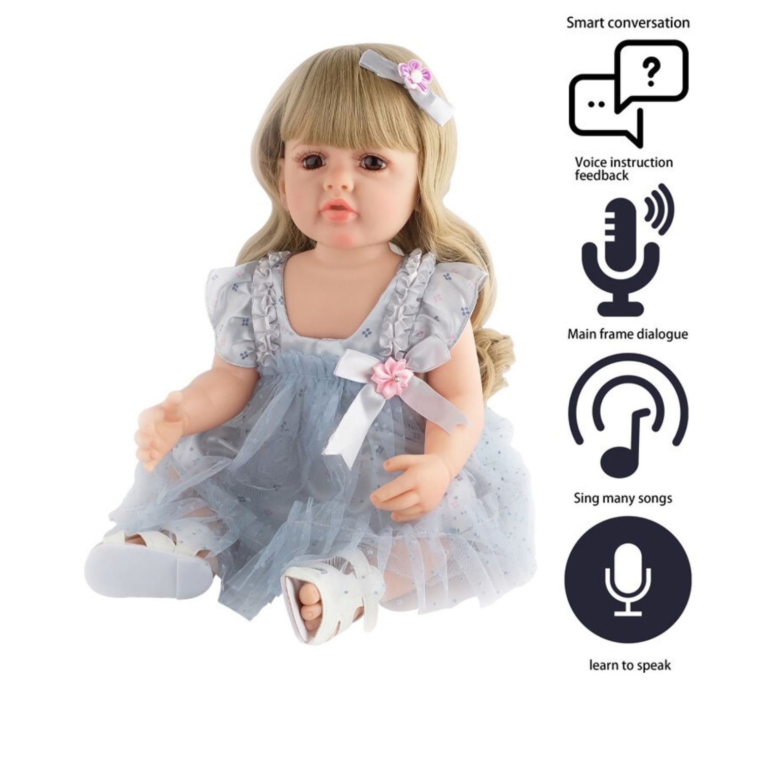 MUÑECA REALISTA QUE HABLA TIPO REBORN 55 CM -4 ES - 2