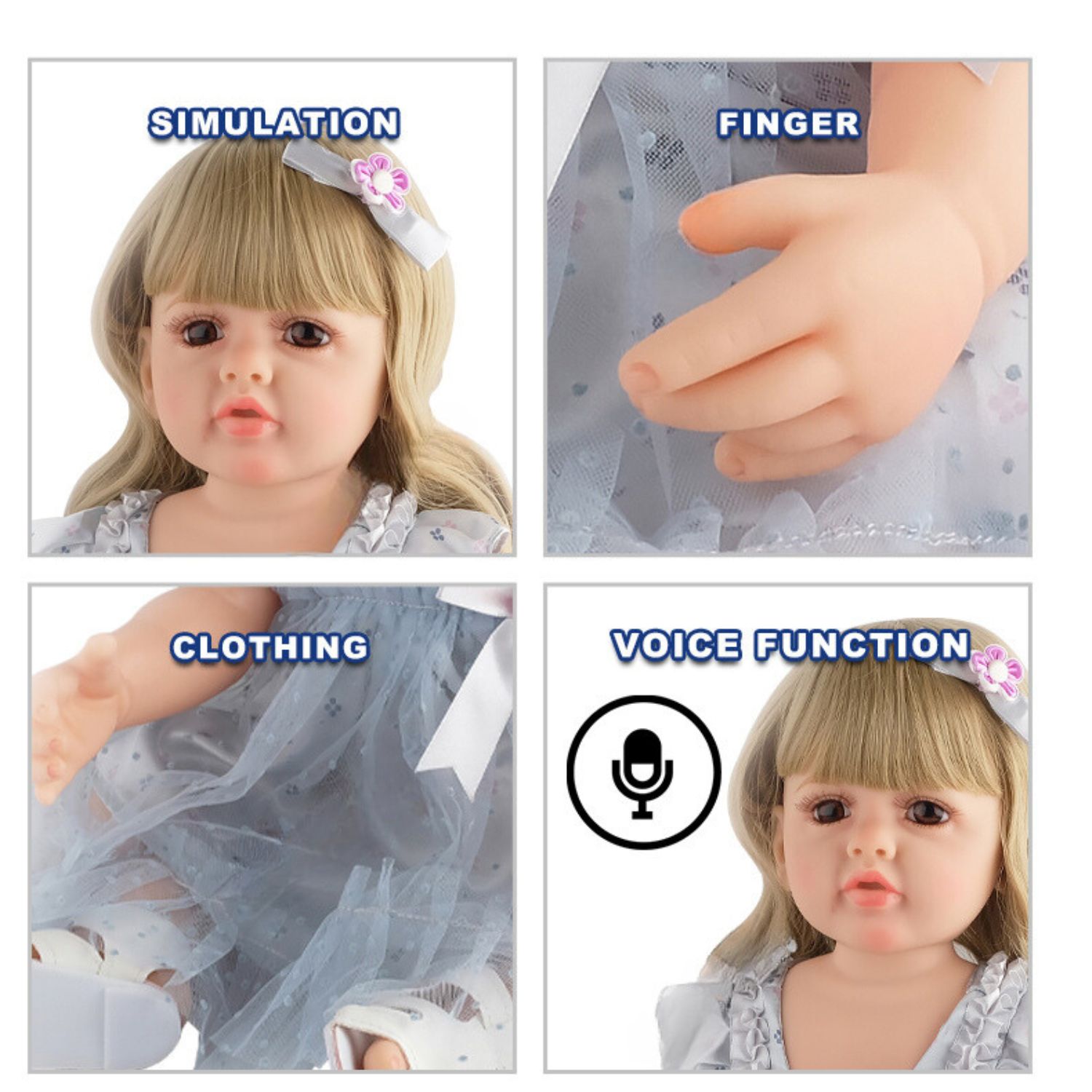 MUÑECA REALISTA QUE HABLA TIPO REBORN 55 CM -4 ES - 4