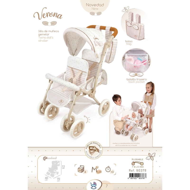 COCHE DE MUÑECAS GEMELAR COLECCIÓN VERONA - 6