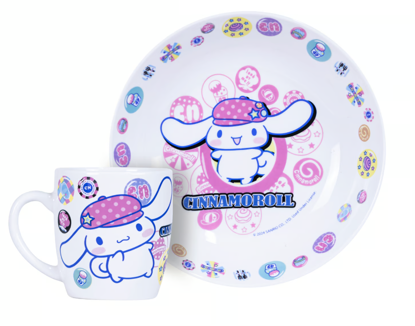 SET 2 PIEZAS TAZA Y PLATO CERÁMICA CINNAMOROLL SANRIO - 1
