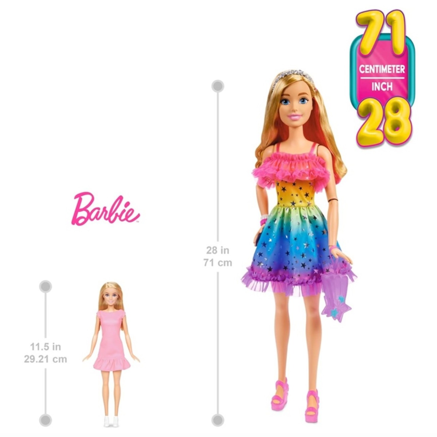 MUÑECA BARBIE RUBIA ARCOIRIS GIGANTE DE 71 CM - 5