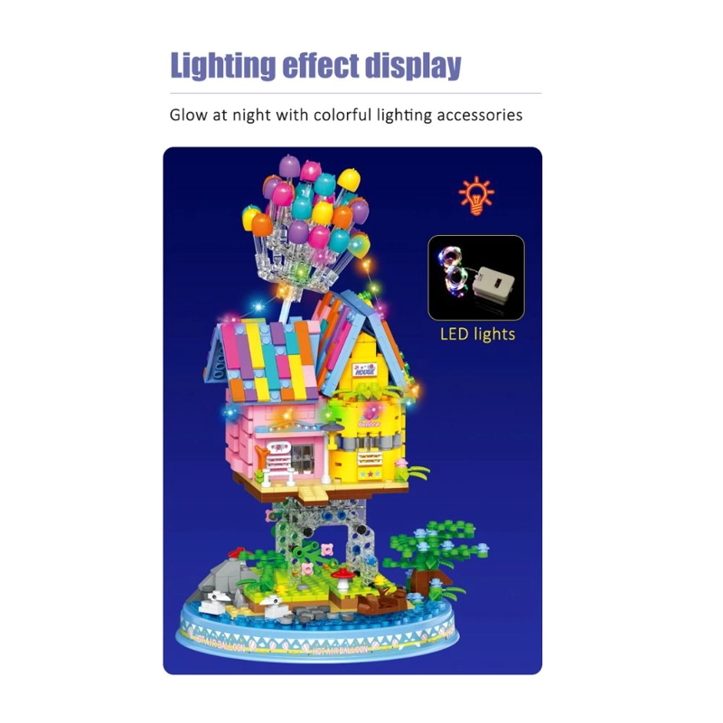 BLOQUES PARA ARMAR CASA DE GLOBOS CON LUZ 998 PIEZAS - 5