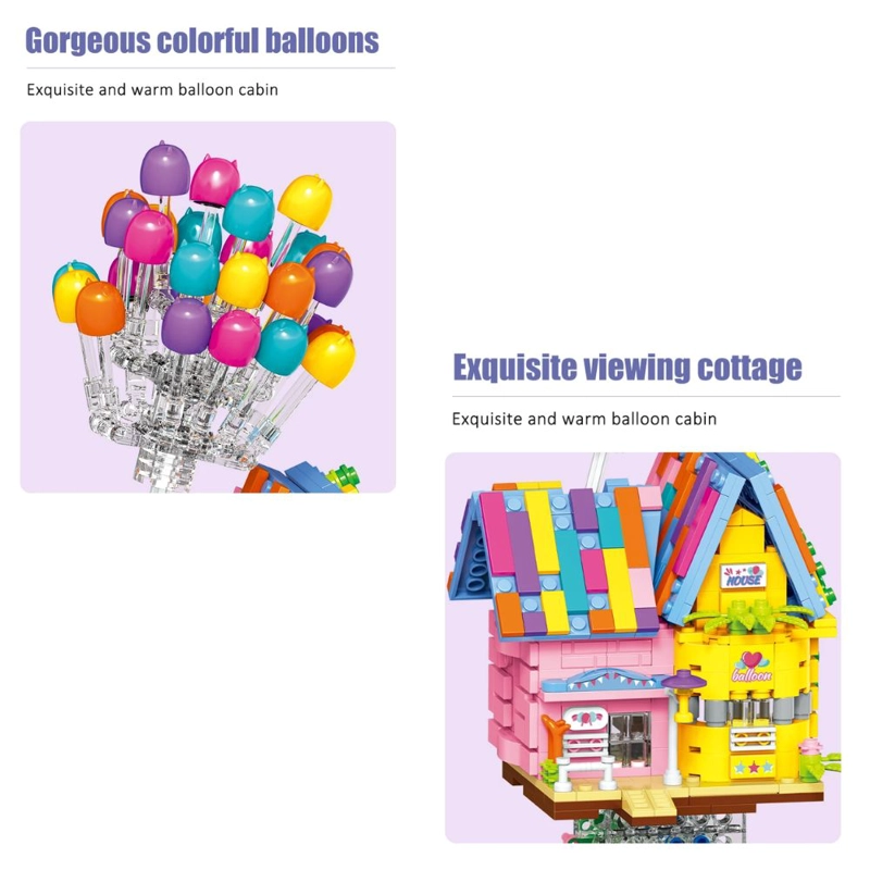 BLOQUES PARA ARMAR CASA DE GLOBOS CON LUZ 998 PIEZAS - 6
