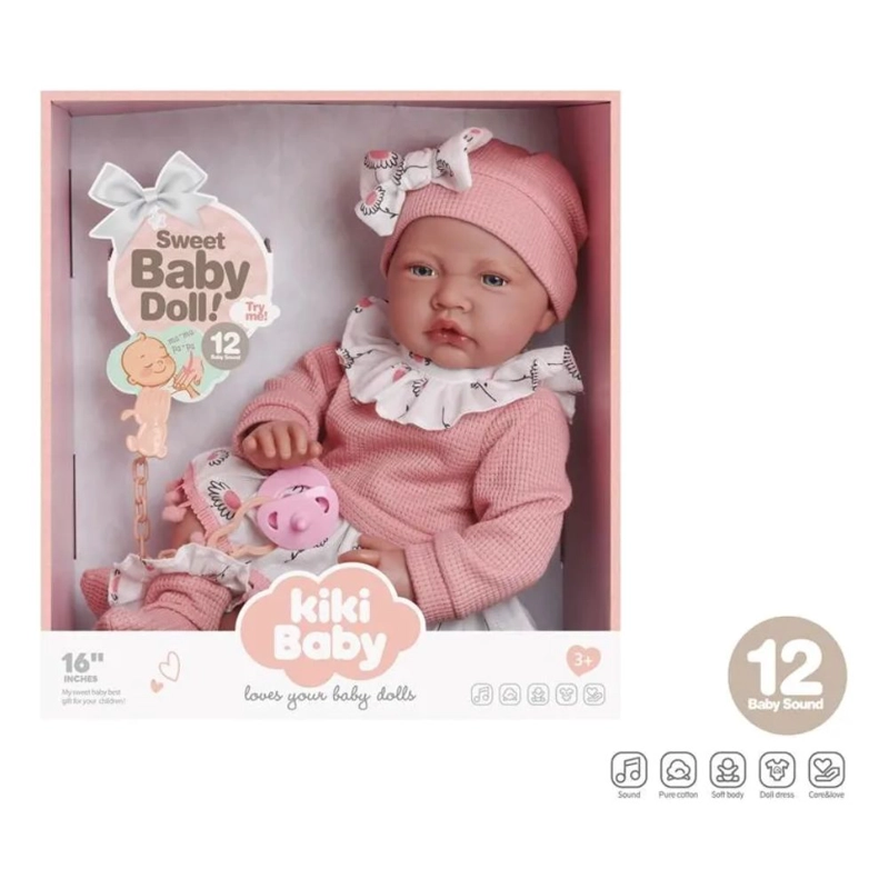 MUÑECA TIPO REBORN KIKI BABY CON SONIDOS 40 CM S2143 - 2
