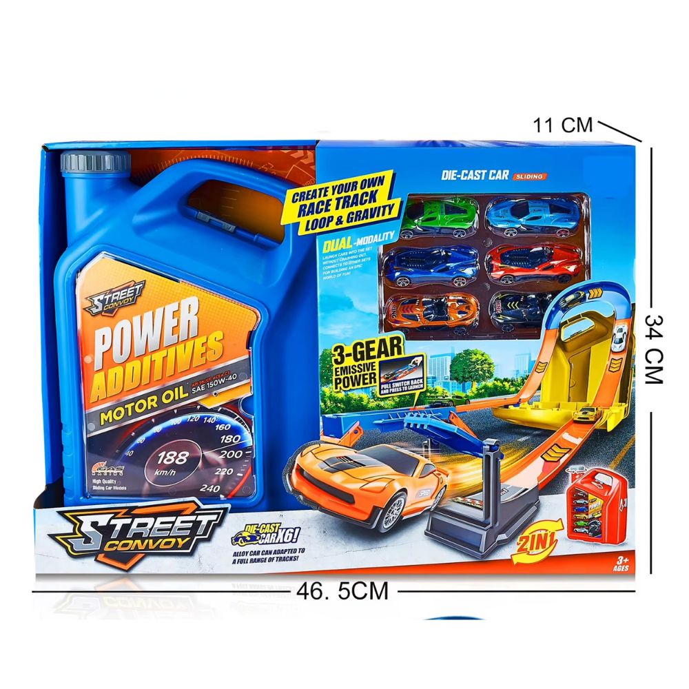 PISTA DE CARRERA 2 EN 1 LOOP Y GRAVEDAD INCLUYE 6 CARROS DE METAL - 1