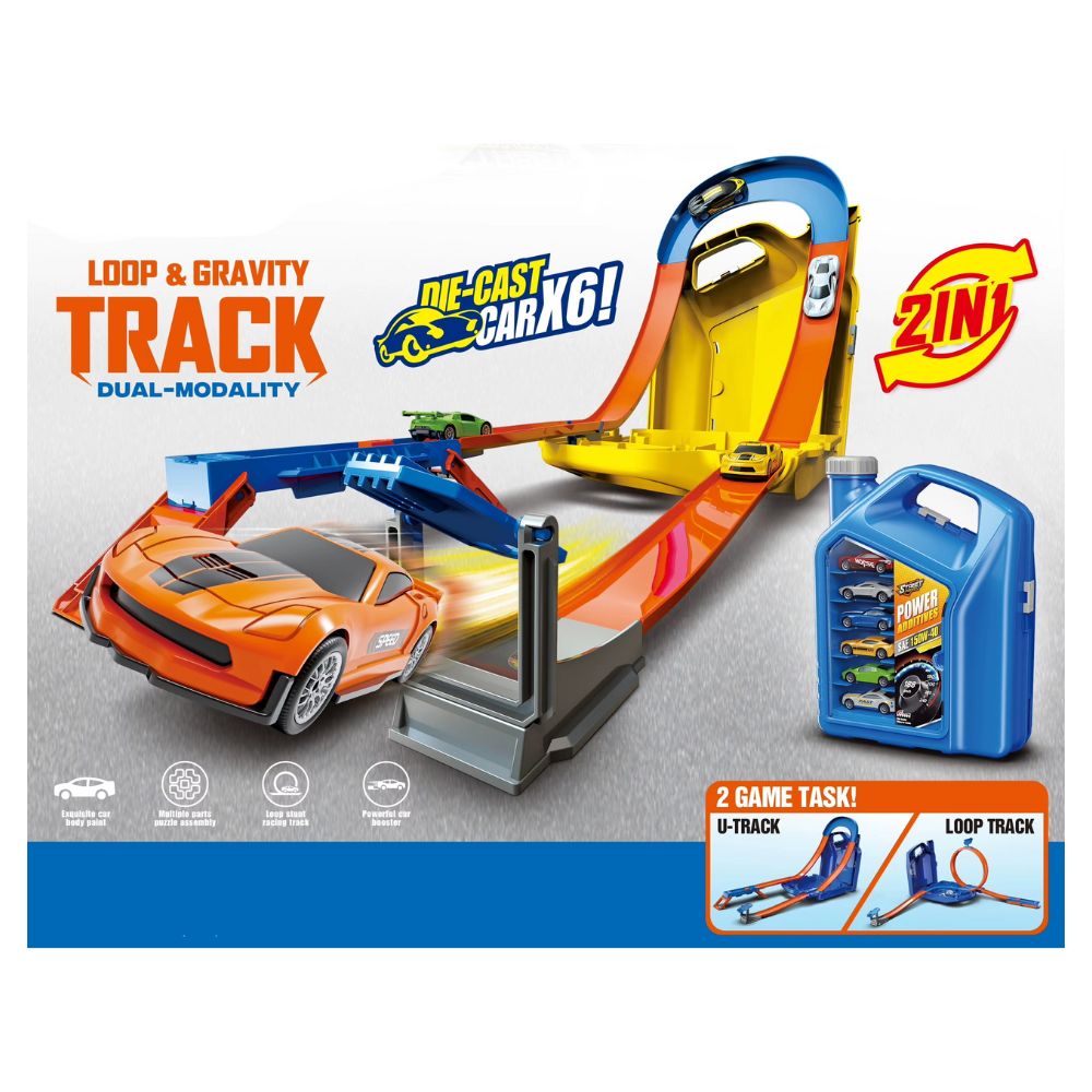 PISTA DE CARRERA 2 EN 1 LOOP Y GRAVEDAD INCLUYE 6 CARROS DE METAL - 3