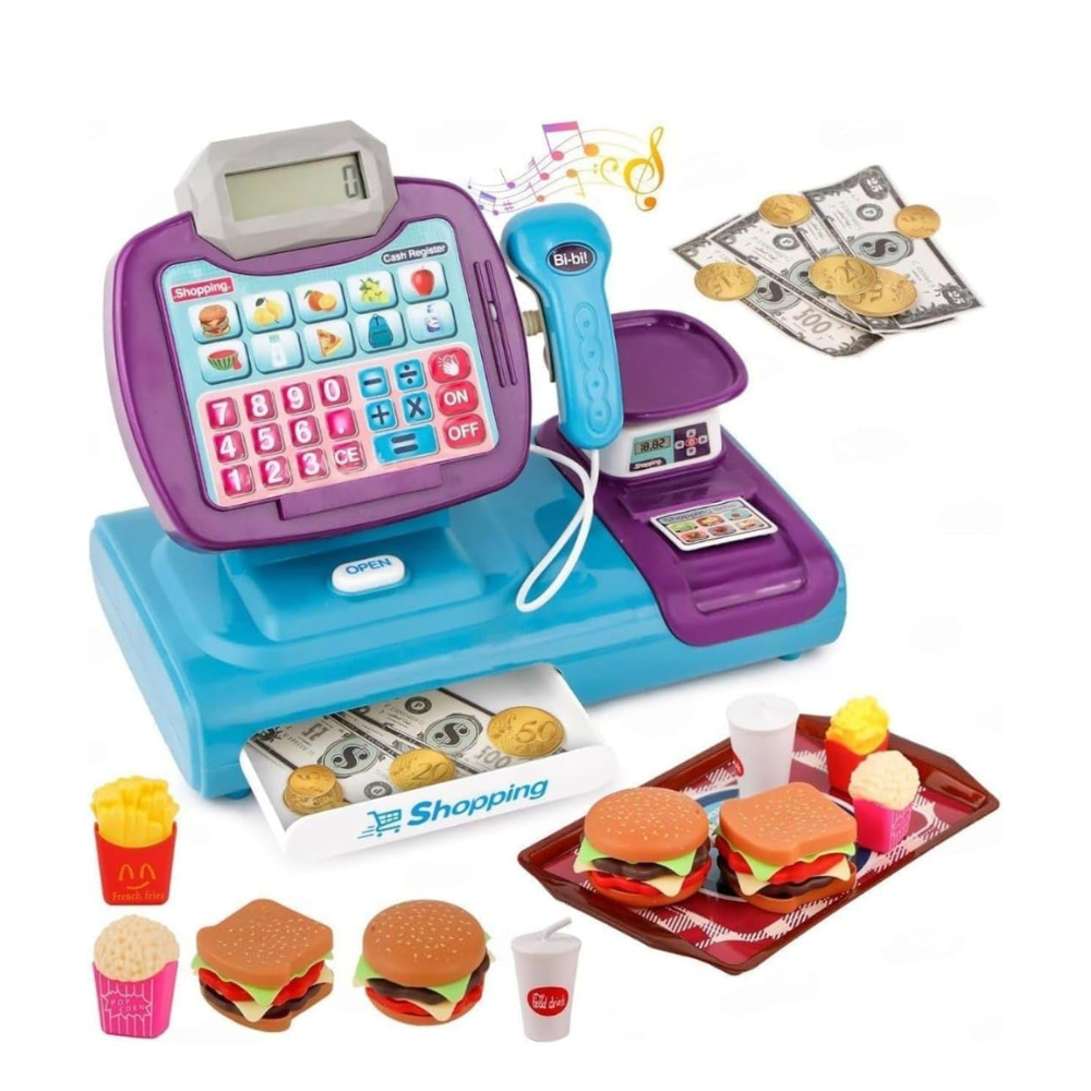 CAJA REGISTRADORA CON ACCESORIOS COMIDA RÁPIDA - 1