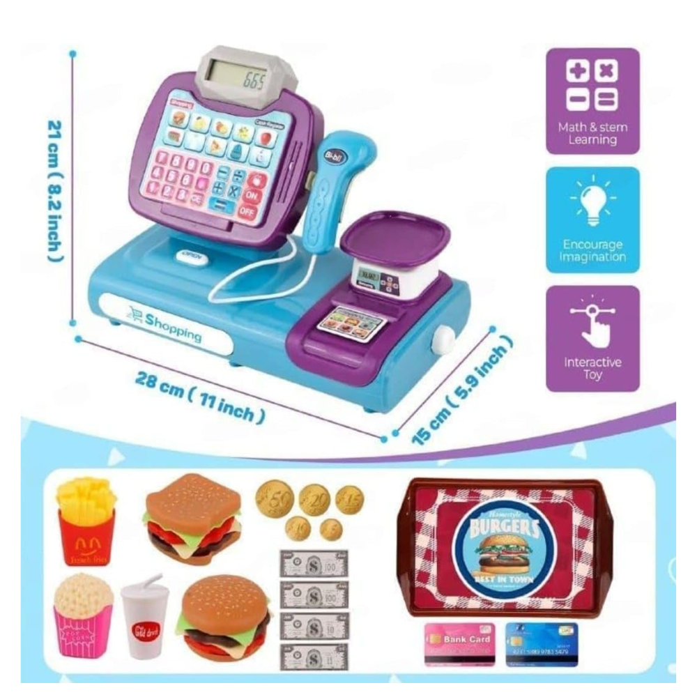 CAJA REGISTRADORA CON ACCESORIOS COMIDA RÁPIDA - 3