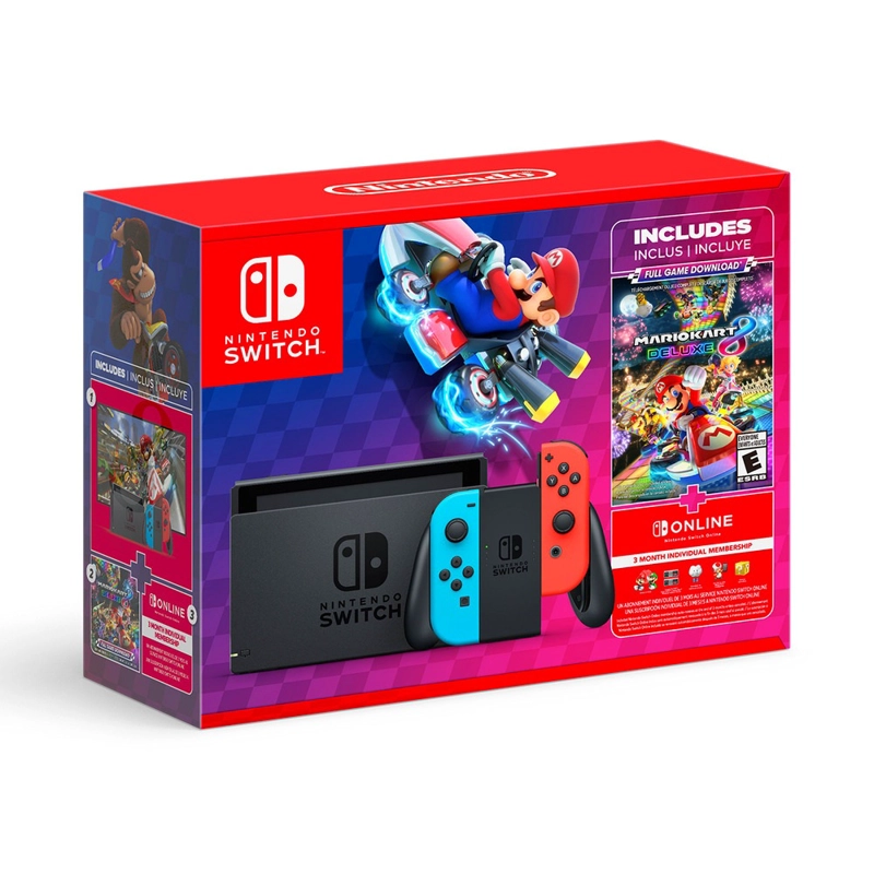 NINTENDO SWITCH NEON MARIO KART 8 BUNDLE + 3 MESES SWITCH - 1