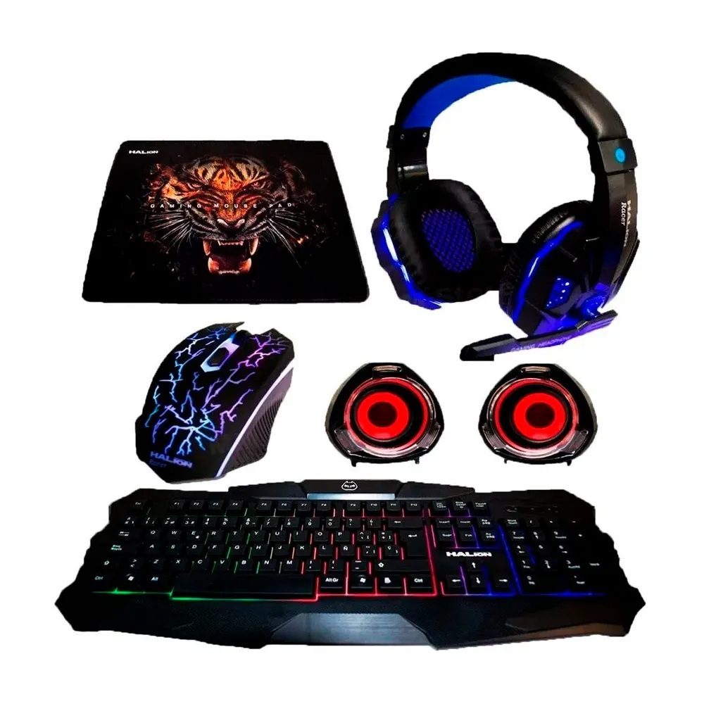 KIT GAMER 5 EN 1 HALION RACER TECLADO+MOUSE CLABLE+AUDIFONO - 2