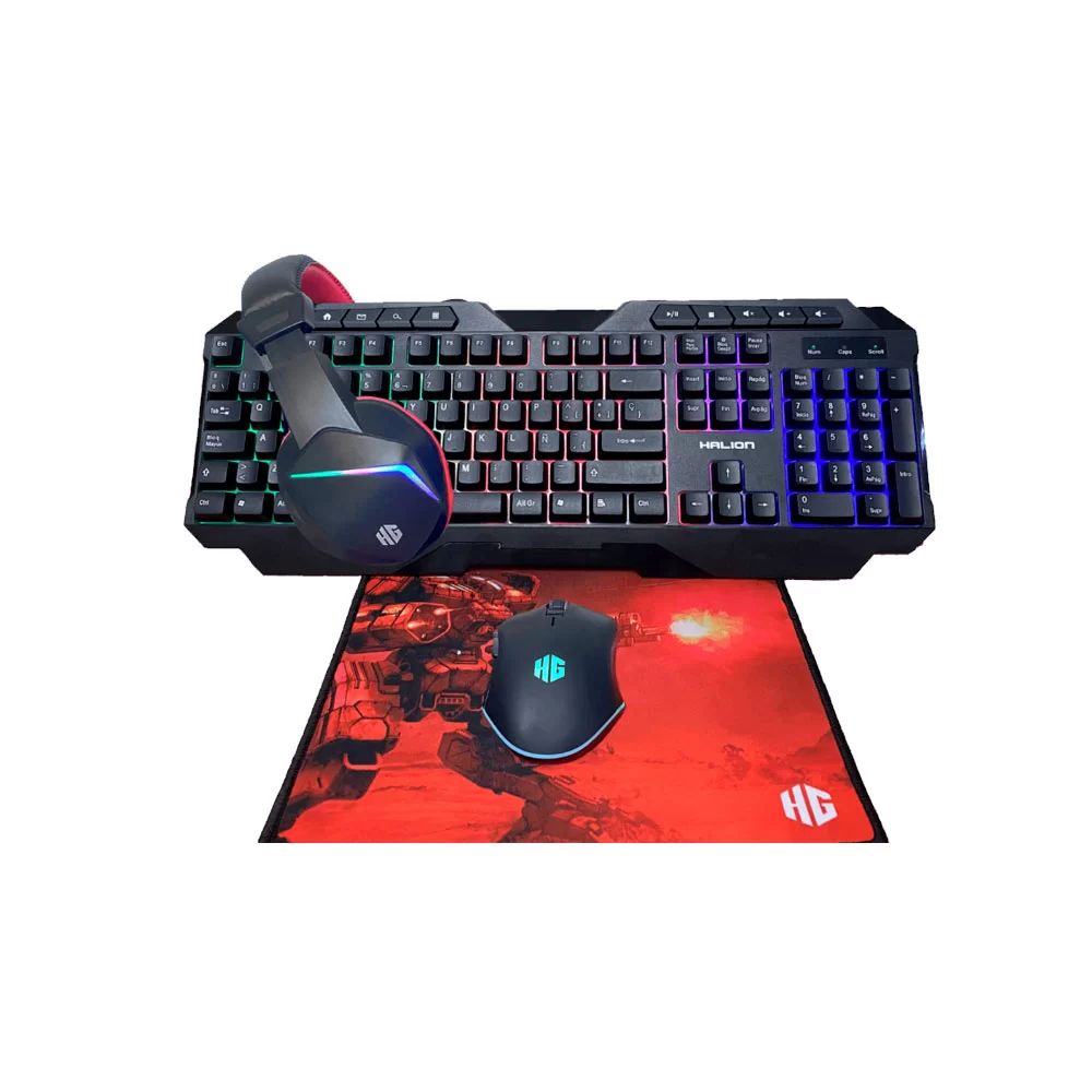 KIT GAMER 4 EN 1 HALION TECLADO+MOUSE CLABLE+AUDIFONO+PAD M - 2